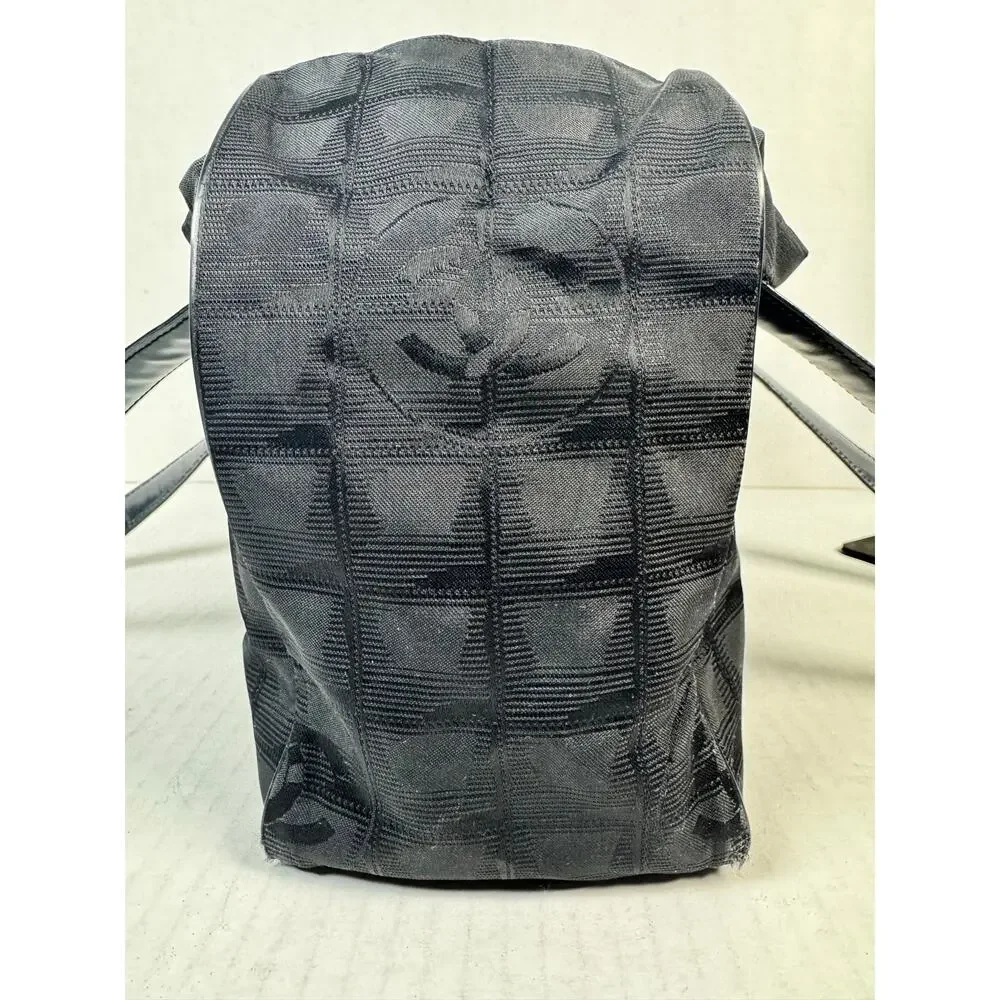 Chanel New Travel Line Tote Black Jacquard CC Shoulder Bag
